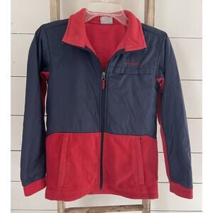 Columbia Big Boys Jacket Blue Red Full Zip Lightweight Coat Youth Large 14/16